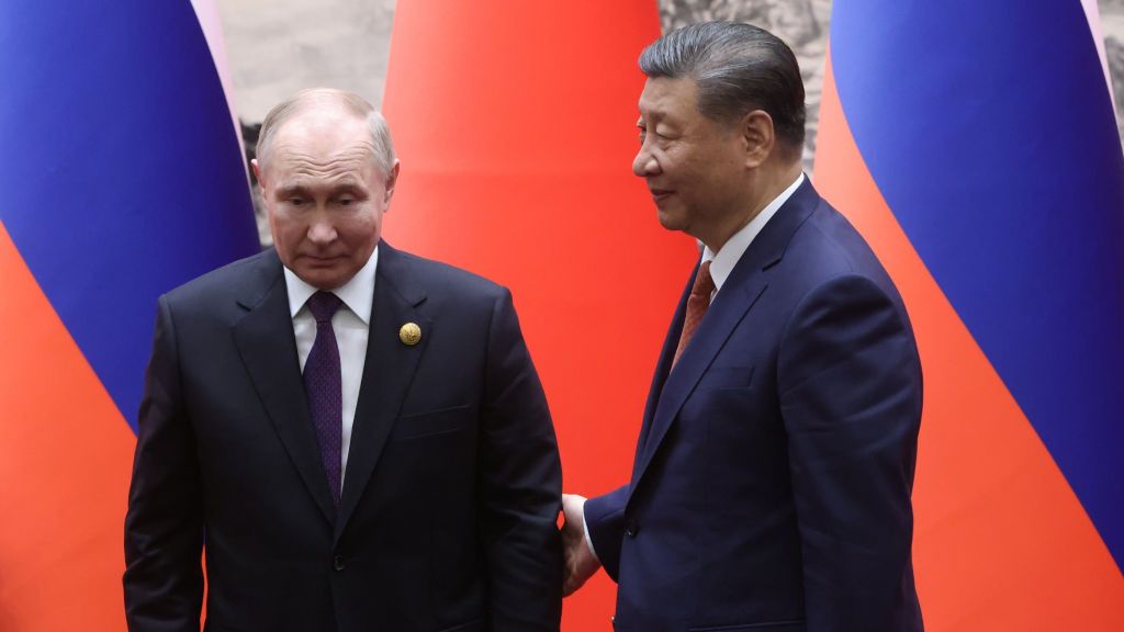 President Putin' State Visit To China - Day One
BEIJING, CHINA - MAY 16: (RUSSIA OUT) Russian President Vladimir Putin (L) and Chinese President Xi Jinping (R) shake hands during a bilateral meeting on May 16, 2024 in Beijing, China. Putin is in China for a two-day state visit. (Photo by Contributor/Getty Images)
Contributor