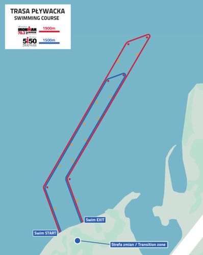 Oto trasa pływacka w Zalewie Zegrzyńskim. Dla uczestników do wyboru są dwa dystanse: 1500 m i 1900 m