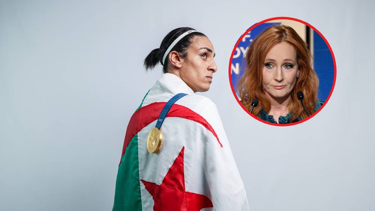 Getty Images /  Annice Lyn/ANOC via Getty Images/V / Na dużym zdjęciu Imane Khelif, na małym J.K Rowling 