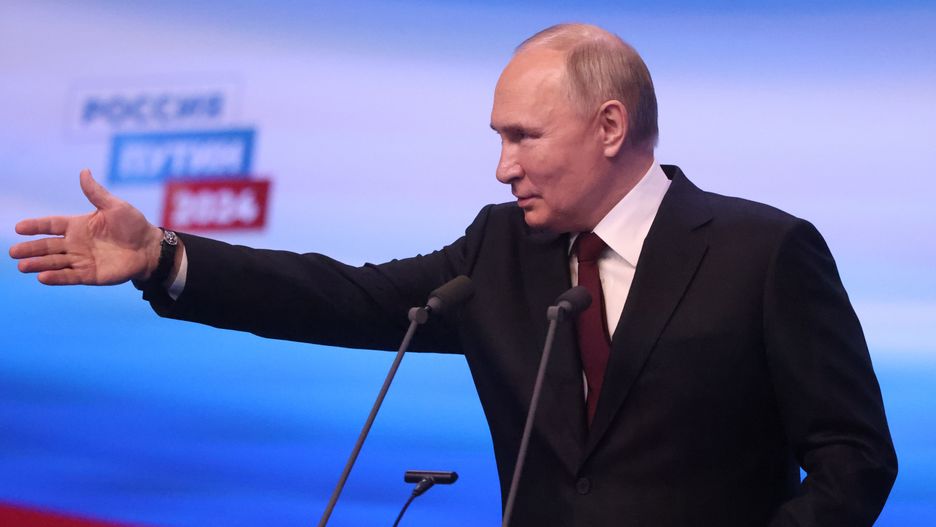 Russian President Putin Wins The 2024 Presidential Elections
MOSCOW, RUSSIA - MARCH 18 (RUSSIA OUT) Russian President Vladimir Putin speaks during his press conference at his campaign headquarters, early March,18,2024, in Moscow, Russia. Russian President Vladimir Putin has won the 2024 Presidential Elections, hosted on March 15-17. (Photo by Contributor/Getty Images)
Contributor