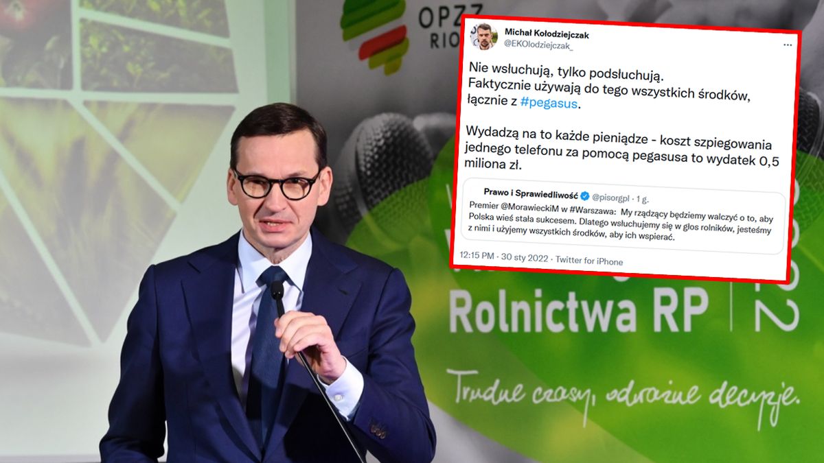 Lider Agrounii Michał Kołodziejczak wypomniał premierowi Mateuszowi Morawieckiemu podsłuchy