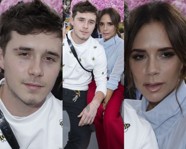 Dumna Victoria Beckham promuje syna na pokazie Diora