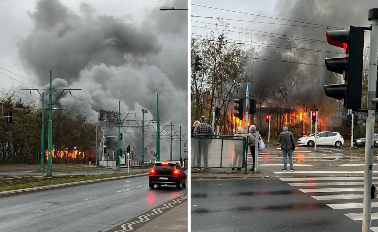 Kłęby dymu widoczne z daleka. Ogromny pożar w Poznaniu