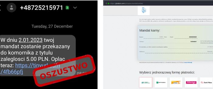 Fałszywy SMS i mandat karny