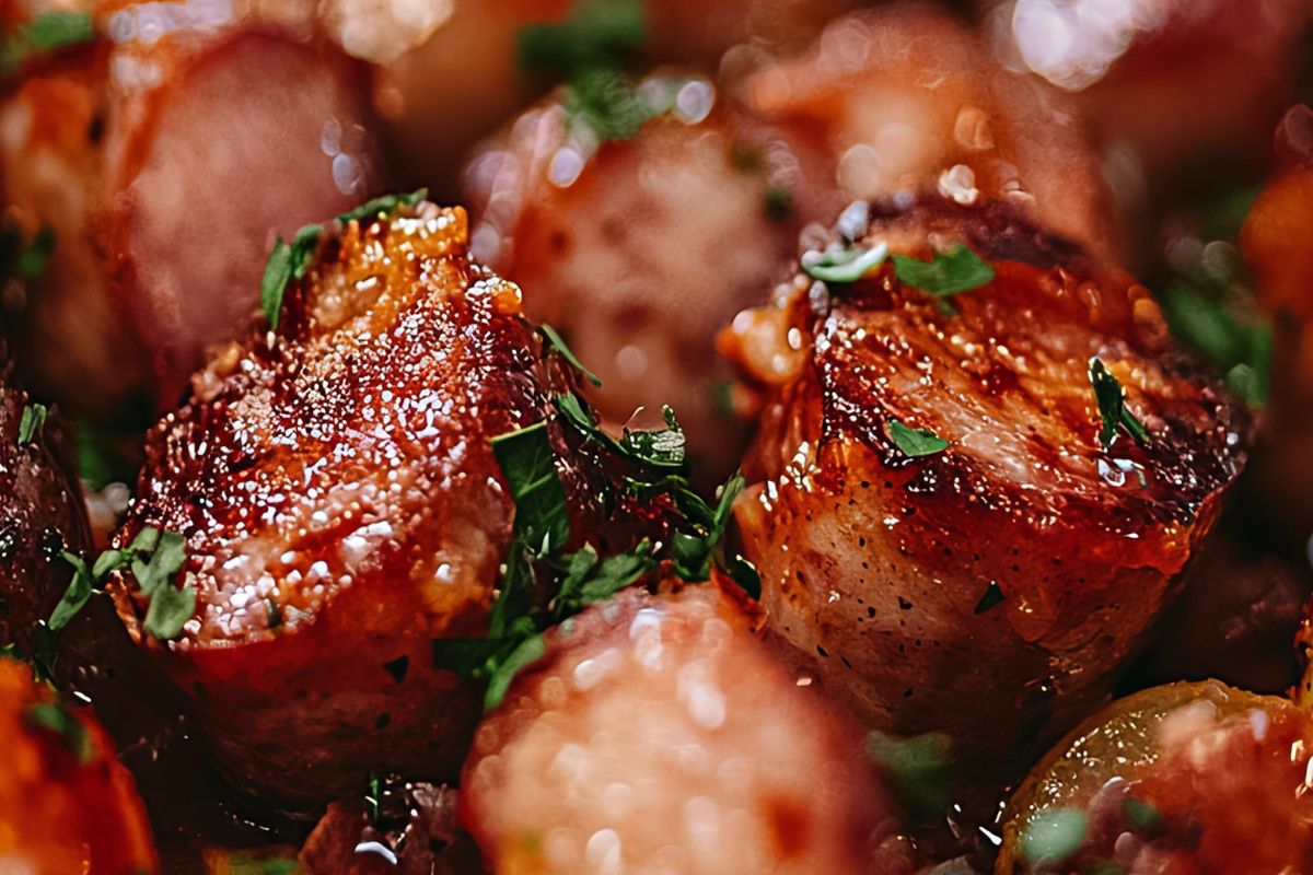 Kiełbasa smażona z cebulą w keczupie