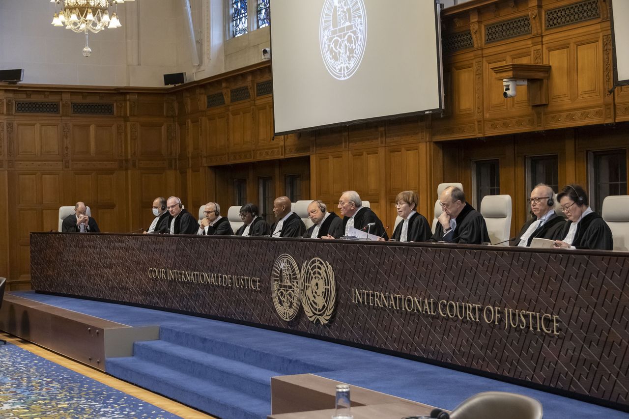 THE HAGUE, NETHERLANDS - FEBRUARY 02: The International Court of Justice (ICJ) begins to read the decision on the objections raised by Russia regarding the 'jurisdiction' and 'admissibility' conditions of the 'genocide' case brought by Ukraine against Russia in The Hague, Netherlands on February 02, 2024. (Photo by Nikos Oikonomou/Anadolu via Getty Images)
