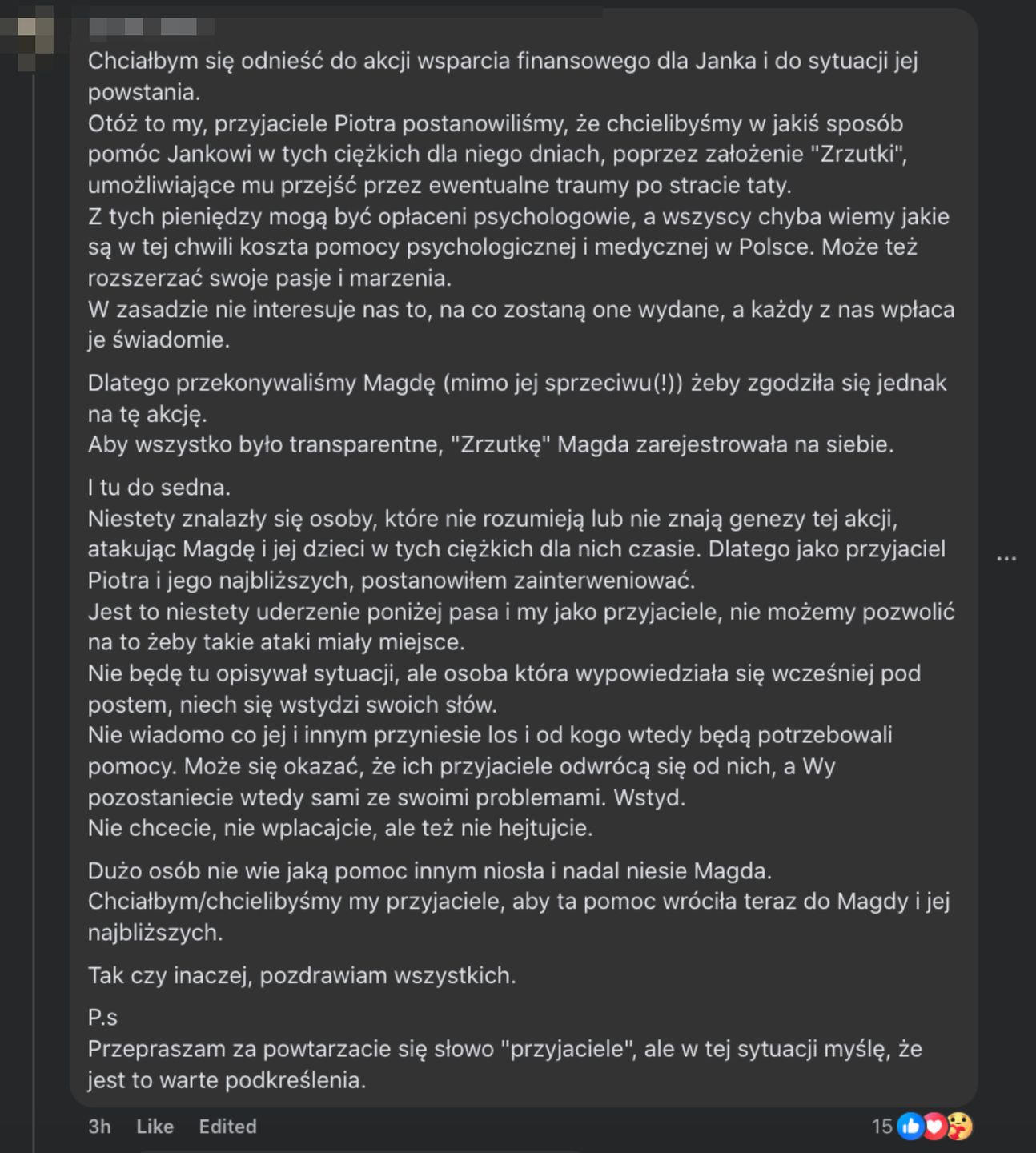 Zbiórka dla syna Piotra Nowakowskiego