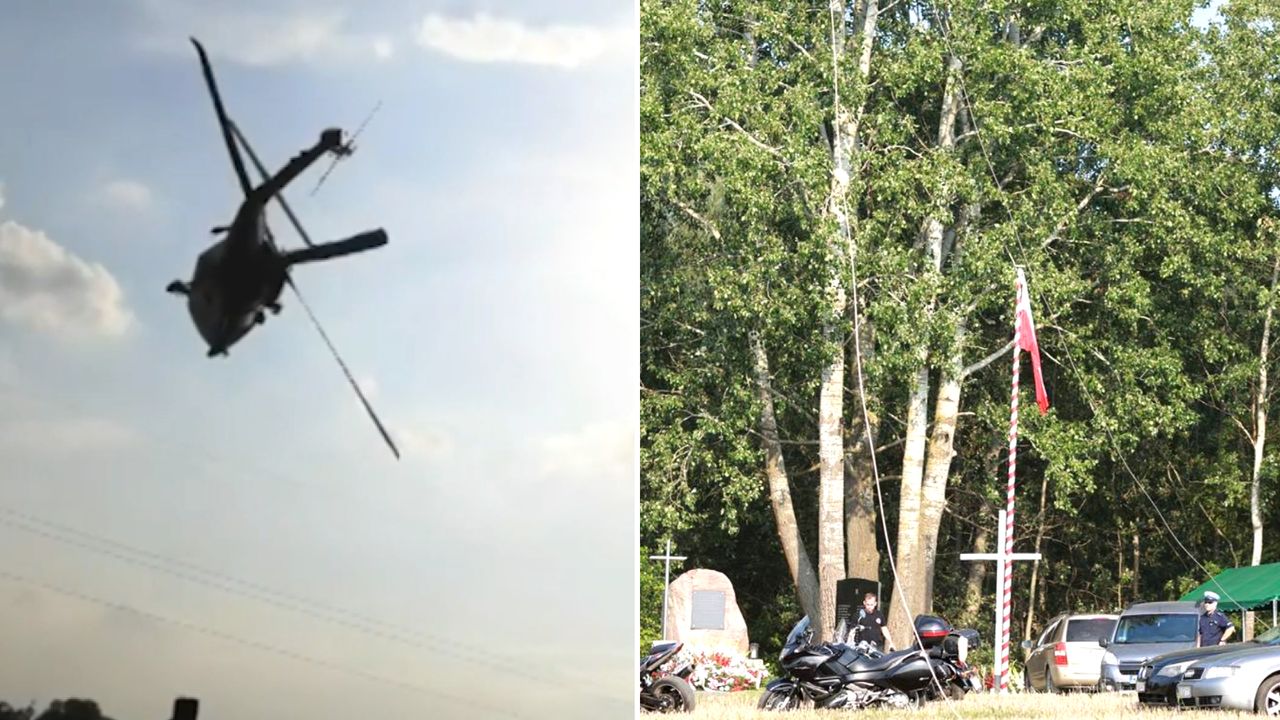 Policyjny Black Hawk zerwał linię energetyczną. Świadek wszystko nagrał
