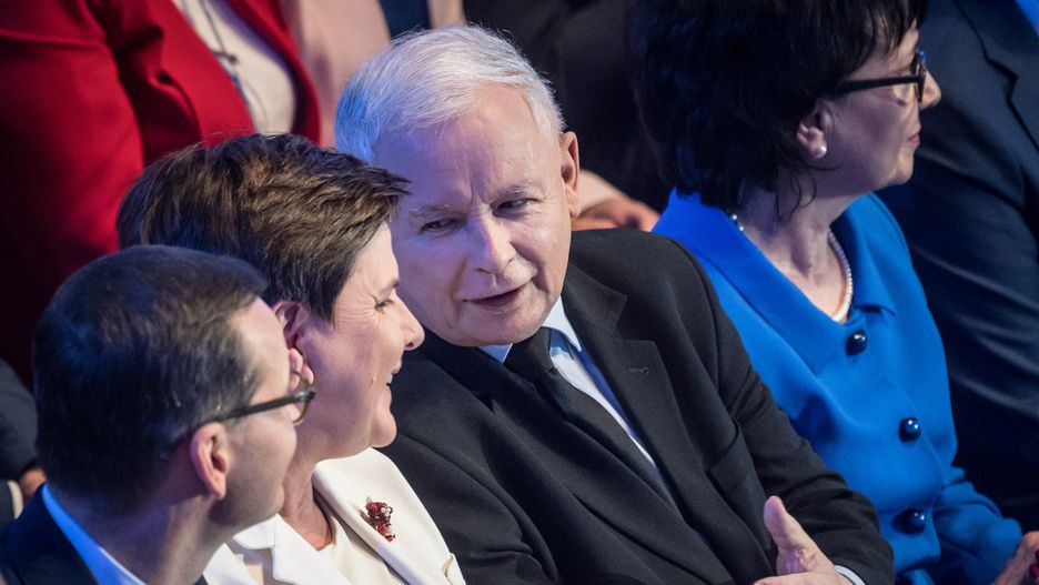 Jarosław Kaczyński, Beata Szydło, Mateusz Morawiecki (od prawej).