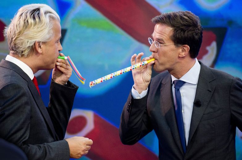 Przewodniczący Partii Wolności Geert Wilders<br /> i premier Holandii Mark Rutte