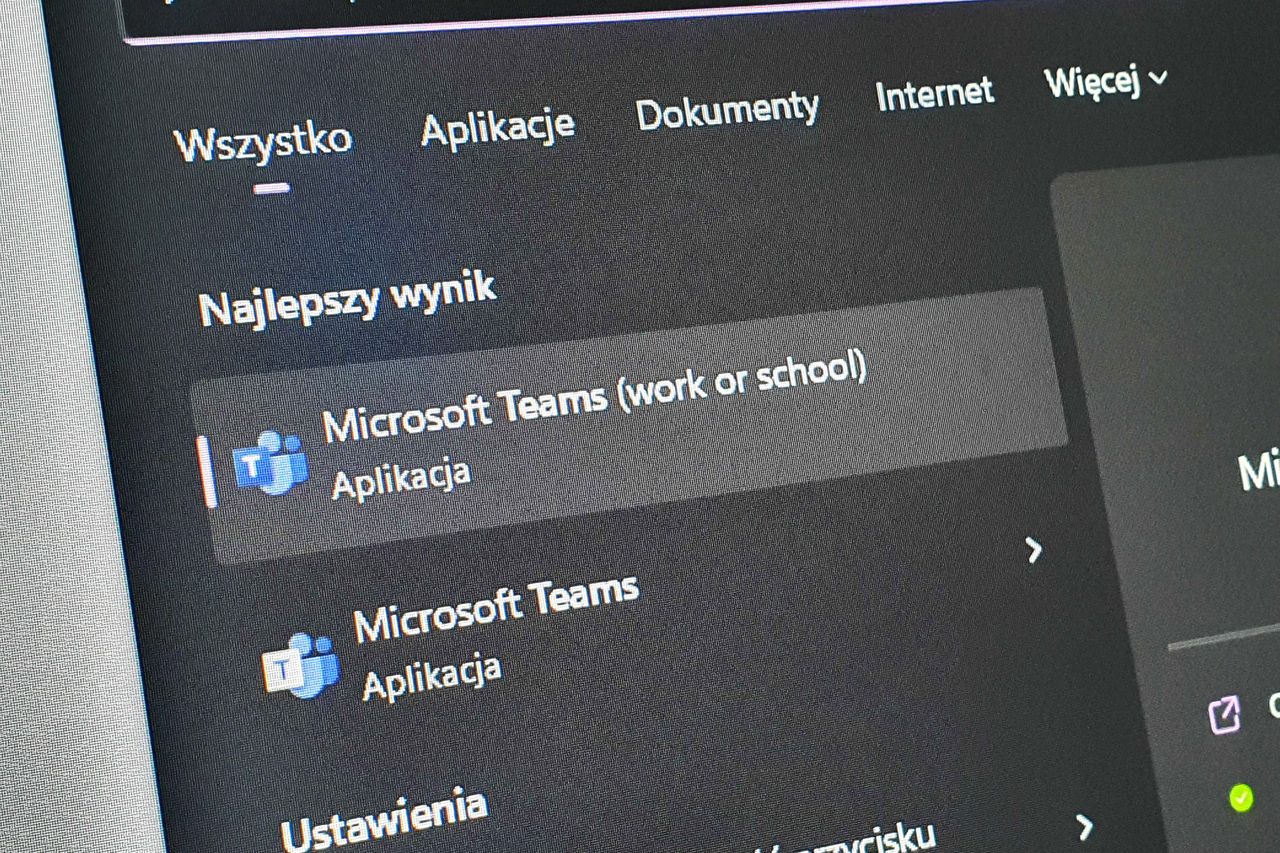 Microsoft Teams w wyszukiwarce Windowsa 11