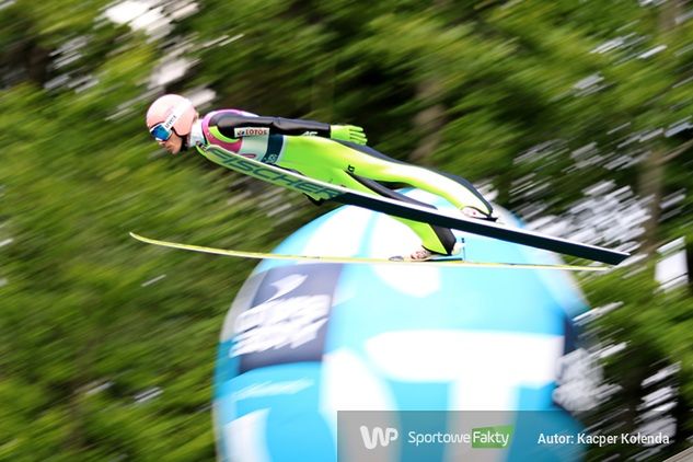 Dawid Kubacki podczas zawodów Letniej Grand Prix 2017 w Wiśle