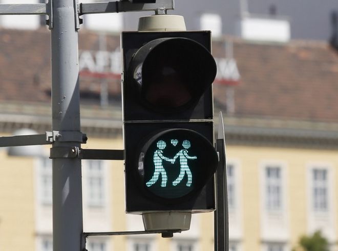 Homoseksualne pary na sygnalizatorach świetlnych w Wiedniu