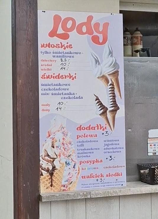 Ceny lodów i gofrów na plaży w Gdańsku