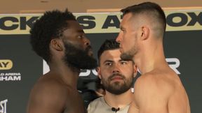 Walka życia Polaka w Anglii. Mocna wymiana spojrzeń na ważeniu [WIDEO]