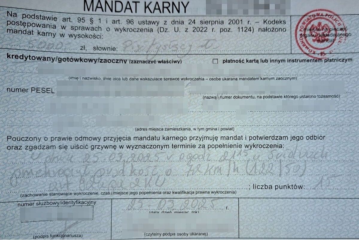 Bloczek mandatowy