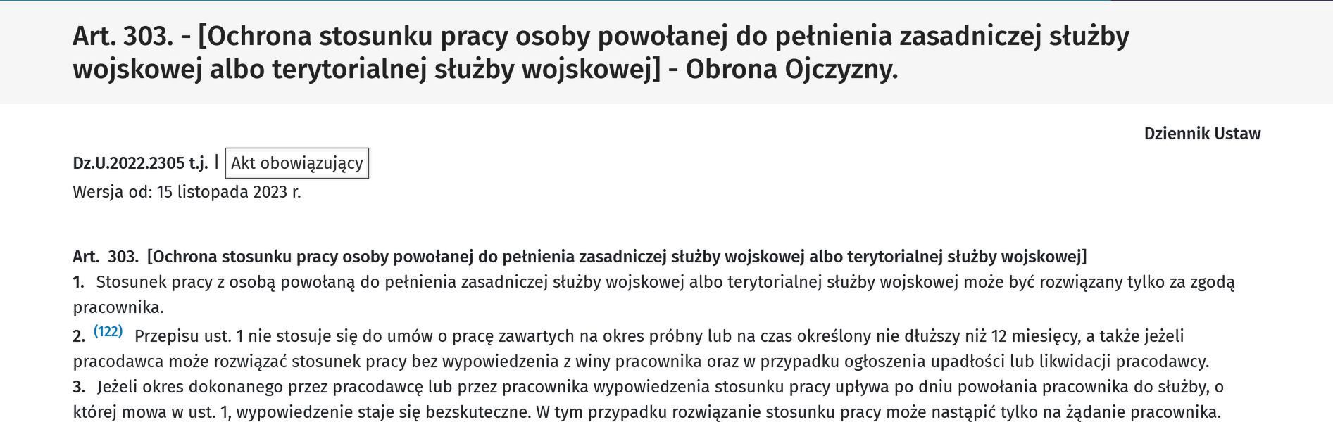 Art.303 Ustawy o obronie Ojczyzny