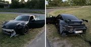 Luksusowy samochód rozbity porzucony na polu. Policja szuka kierowcy