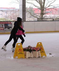 Szczecin. Lodowisko otwarte mimo zakazu? Na środku kwiaty