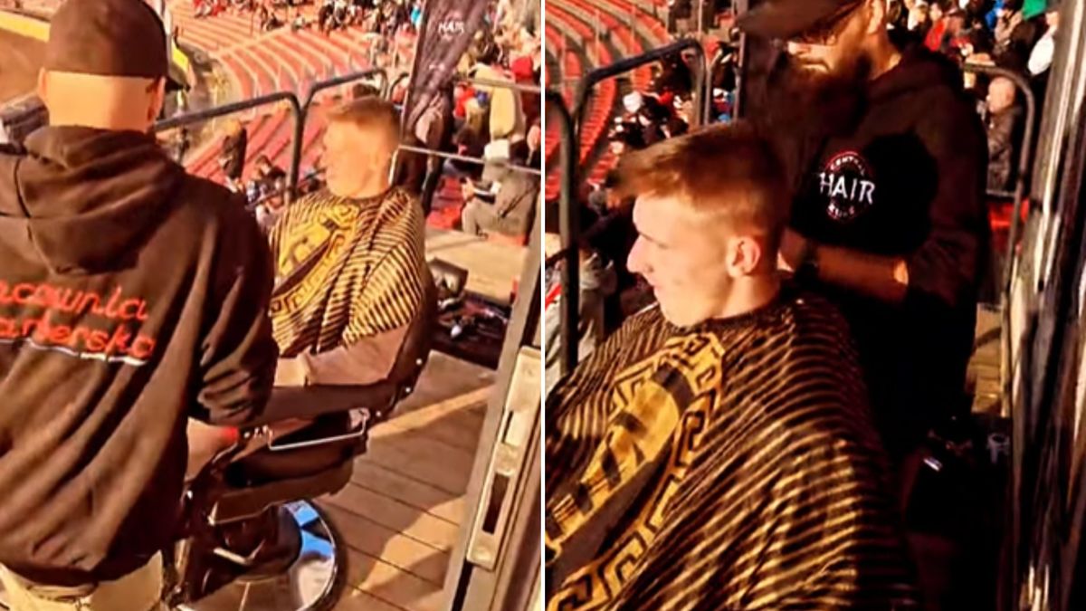 Instagram / Podczas meczu Start - Polonia można było skorzystać z usług barberskich.