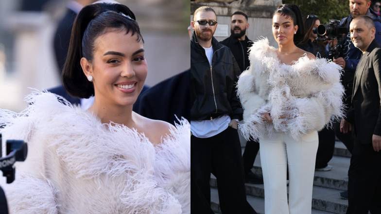 Wystrojona w piórka Georgina Rodriguez podbija kolejny pokaz