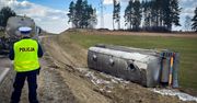 Dąbrowa Białostocka: Cysterna wpadła do rowu. Kierowca był pijany