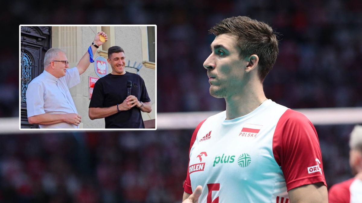 Na głównym zdjęciu: Łukasz Kaczmarek (WP SportoweFakty), w ramce: Łukasz Kaczmarek z księdzem (Instagram)
