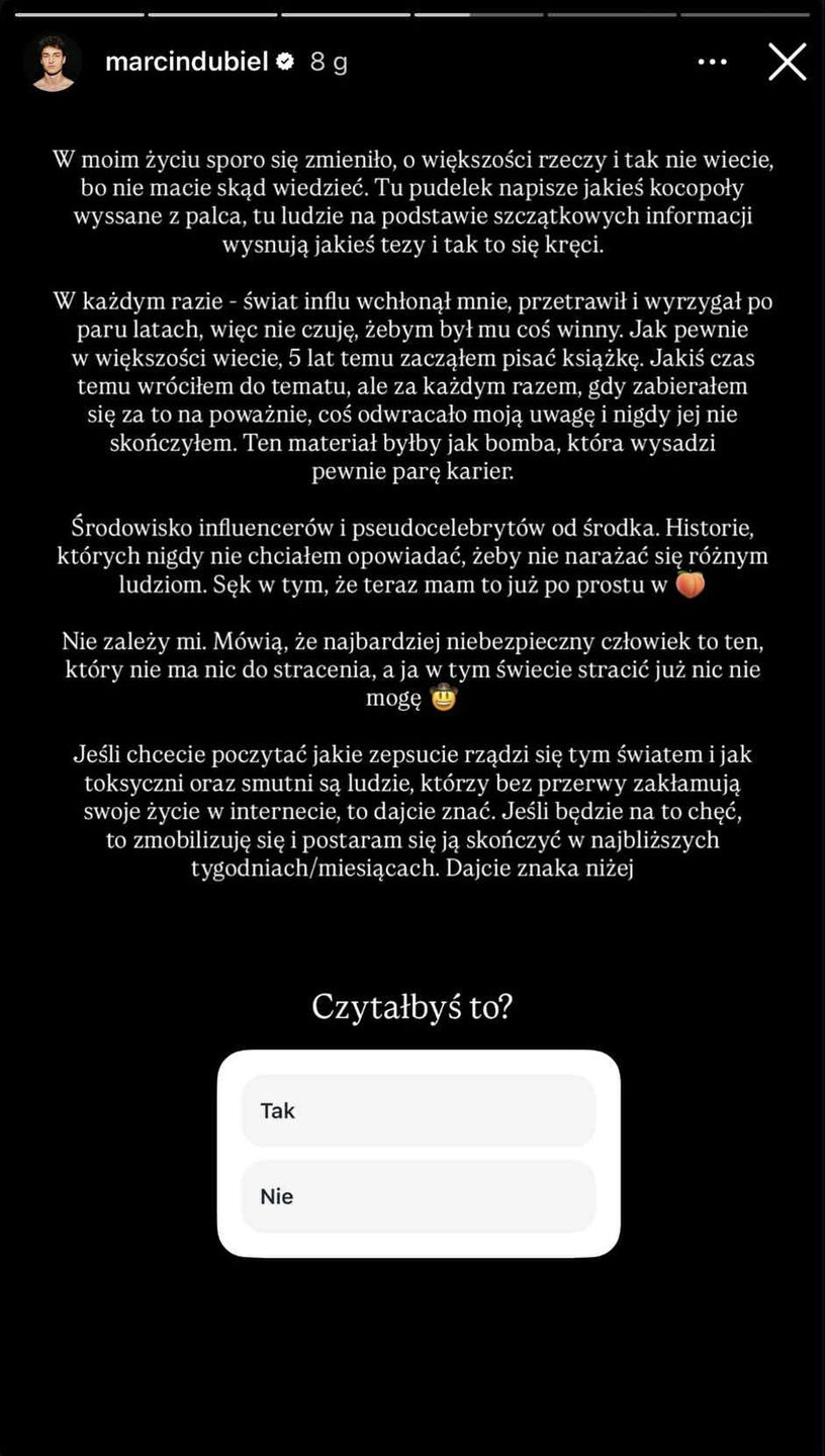 Marcin Dubiel zapowiada książkę