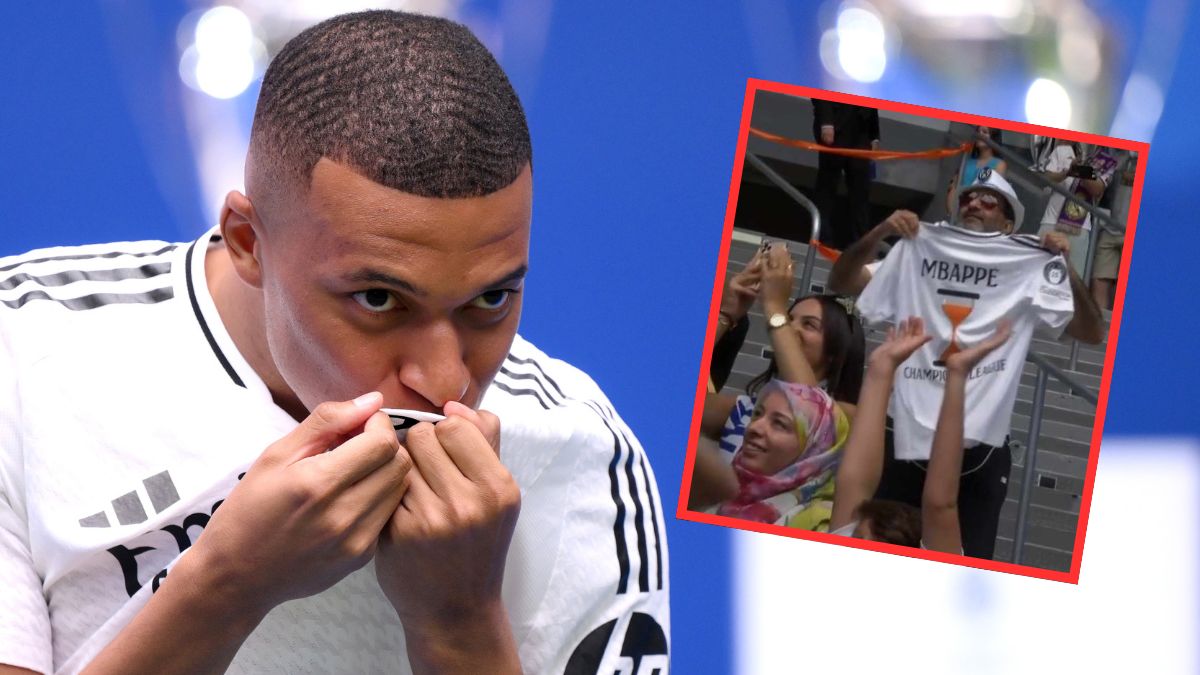 Kibic na prezentacji Kyliana Mbappe