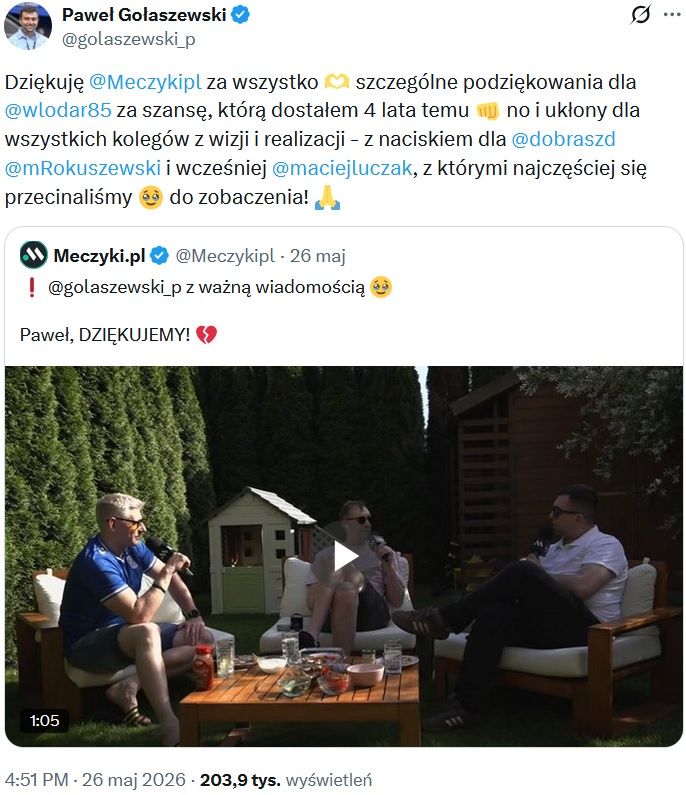 Pożegnanie Pawła Gołaszewskiego z Meczykami