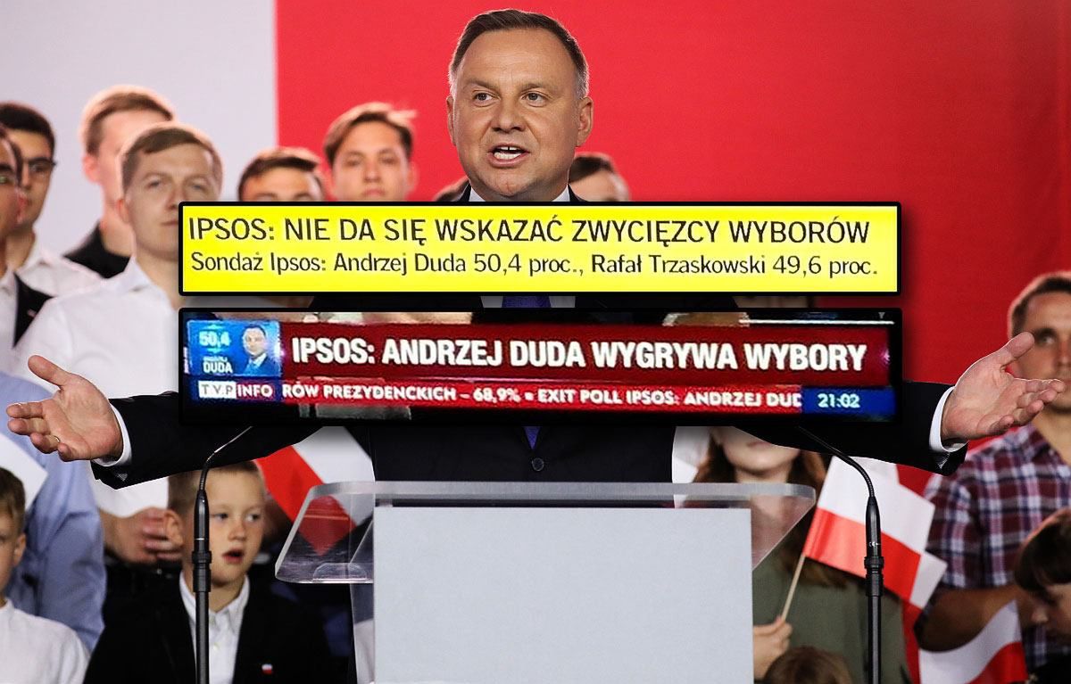 Ipsos podaje, że nie może wskazać zwycięzcy wyborów. TVP wskazuje Andrzeja Dudę