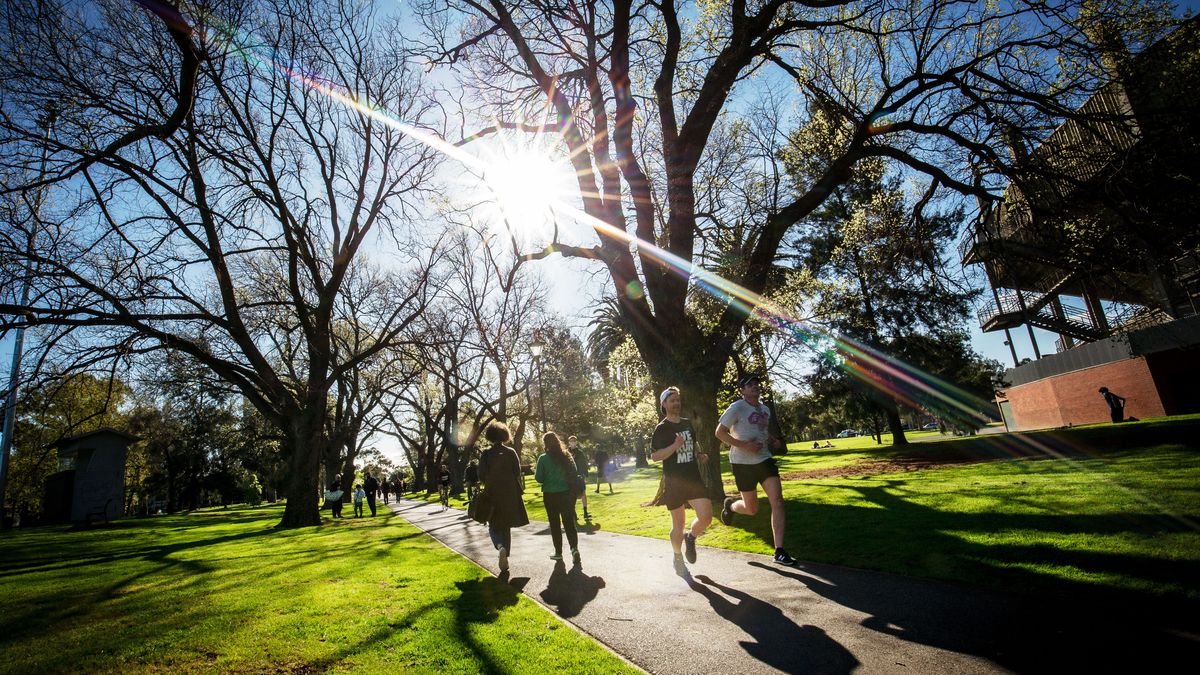 MELBOURNE, AUSTRALIA - SEPTEMBER 27: People enjoy exercise in the afternoon sun at Princes Park in Carlton on September 27, 2020 in Melbourne, Australia. Victoria has recorded 16 new coronavirus cases and 2 deaths in the past 24 hours. Premier Daniel Andrews announced an easing in Melbourne’s restrictions from tomorrow, with the curfew to be lifted, primary school students to return to the classroom in early October and up to five people will be allowed to gather outdoors. Metropolitan Melbourne has remained under stage 4 lockdown restrictions, with people only allowed to leave home to give or receive care, shopping for food and essential items, daily exercise and work while an overnight curfew from 8pm to 5am has been in place. The majority of retail businesses are also closed. Other Victorian regions are in stage 3 lockdown. The restrictions, which came into effect from 2 August, were introduced by the Victorian government as health authorities worked to respond to a second wave of community COVID-19 transmissions across the state. (Photo by Darrian Traynor/Getty Images)