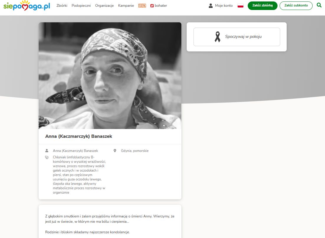 Nie żyje Anna Kaczmarczyk.