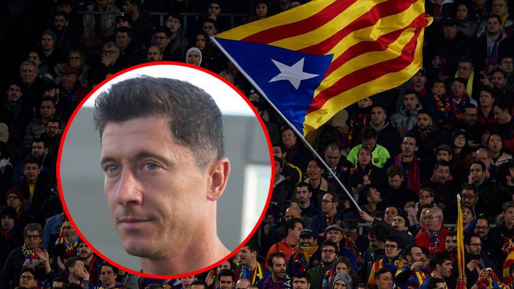 Zdjęcie okładkowe artykułu: Getty Images /  Quality Sport Images oraz James Williamson - AMA / Na zdjęciu: Flaga Katalonii podczas meczu FC Barcelona, w kółku Robert Lewandowski