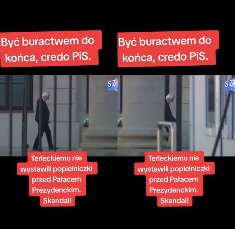Ryszard Terlecki wyrzuca niedopałek przed Pałacem Prezydenckim