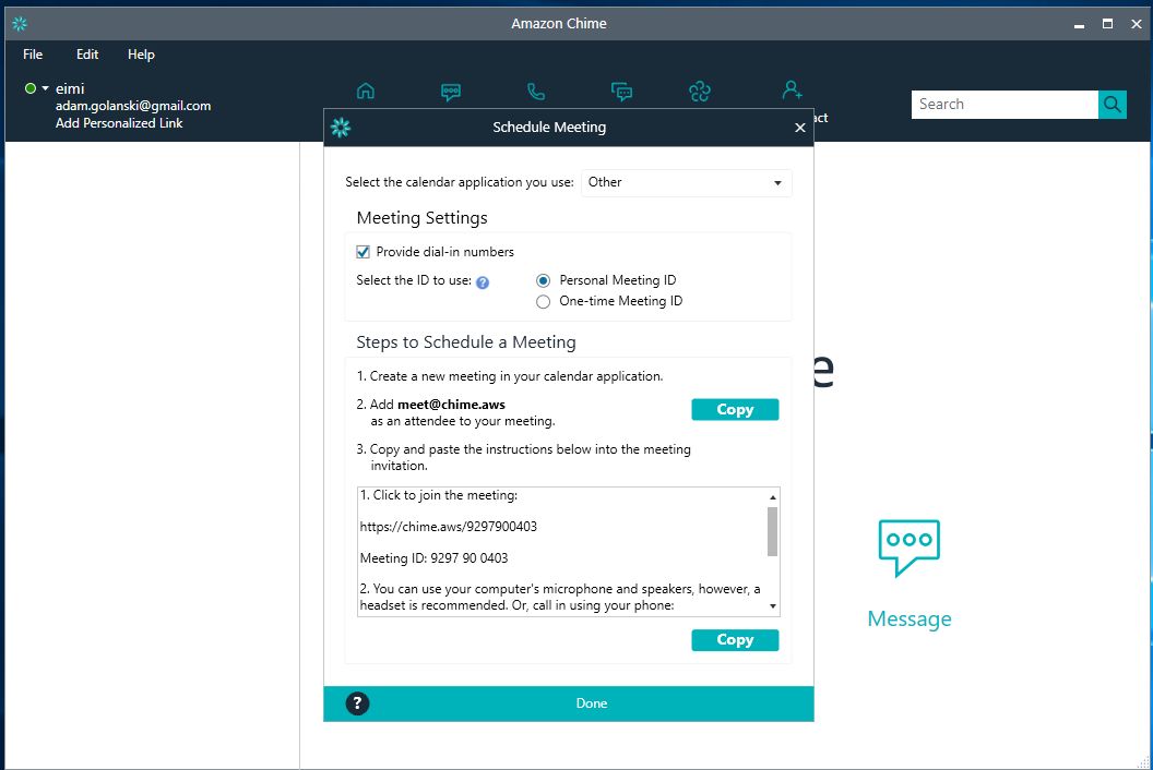 Mocnym punktem Chime jest możliwość zapraszania na spotkania ludzi bez konta w Amazonie