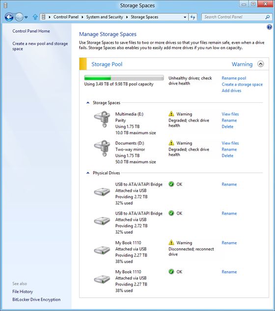 Zarządzanie Storage Spaces (źródło: MSDN)