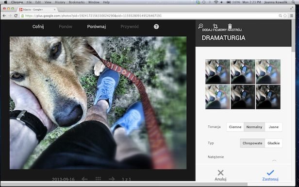 Google+ z wbudowanym Snapseedem 4