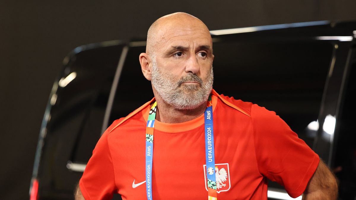 DORTMUND, GERMANY - JUNE 24: Michal Probierz, Head Coach of Poland arrives prior to the press conference of Poland at BVB Stadion Dortmund on June 24, 2024 in Dortmund, Germany. (Photo by Christof Koepsel - UEFA/UEFA via Getty Images)