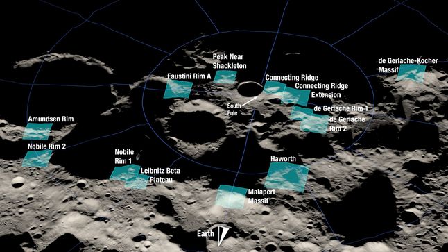 Potencjalne miejsca lądowania misji Artemis III