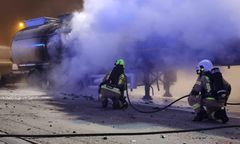 Pożar cysterny na MOP. Stanęła w ogniu