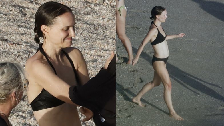 Przyodziana w czarne bikini Natalie Portman plażuje na St. Barts. Życie singielki jej służy?