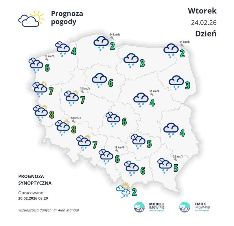 Prognoza pogody na wtorek