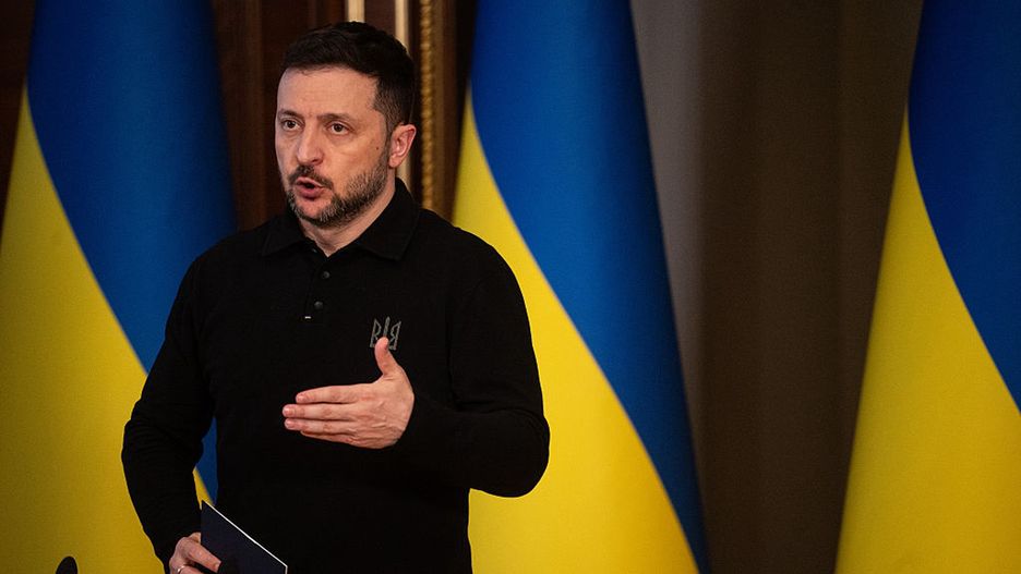 Ukrainian President Volodymyr Zelenskyy
KYIV, UKRAINE - APRIL 17: Ukrainian President Volodymyr Zelenskyy speaks during a press conference in Kyiv, Ukraine on April 17, 2025. (Photo by Danylo Antoniuk/Anadolu via Getty Images)
Anadolu
kiev, press, capital, ukrainian president volodymyr zelenskyy, ukraine flag