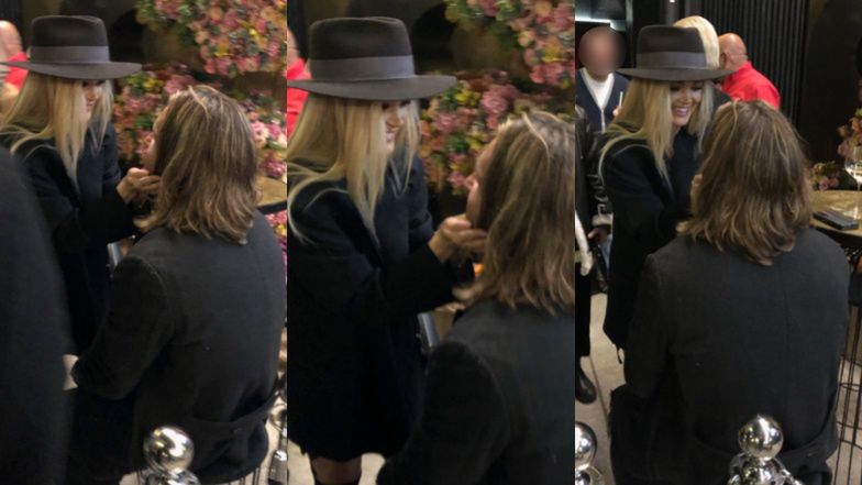 Piotr Stramowski i Edyta Folwarska wymieniają czułości na imprezie