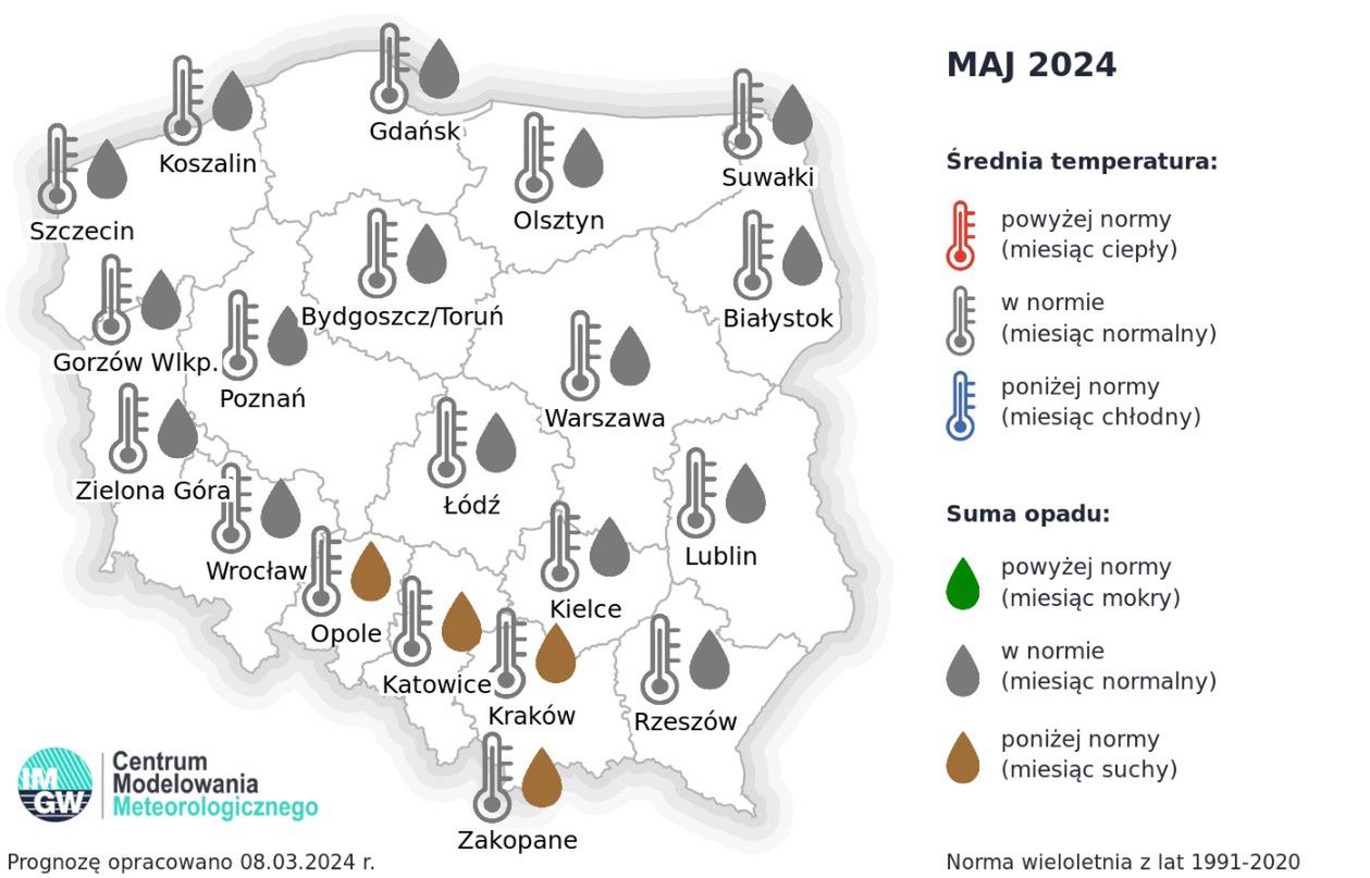 Pogoda długoterminowa na wiosnę i lato 2024. Maj suchy w części regionów