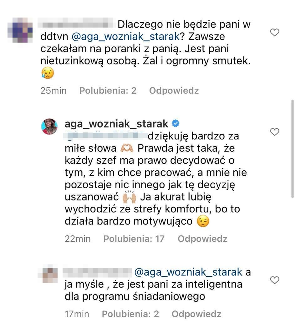Komentarze pod postem Agnieszki Woźniak-Starak