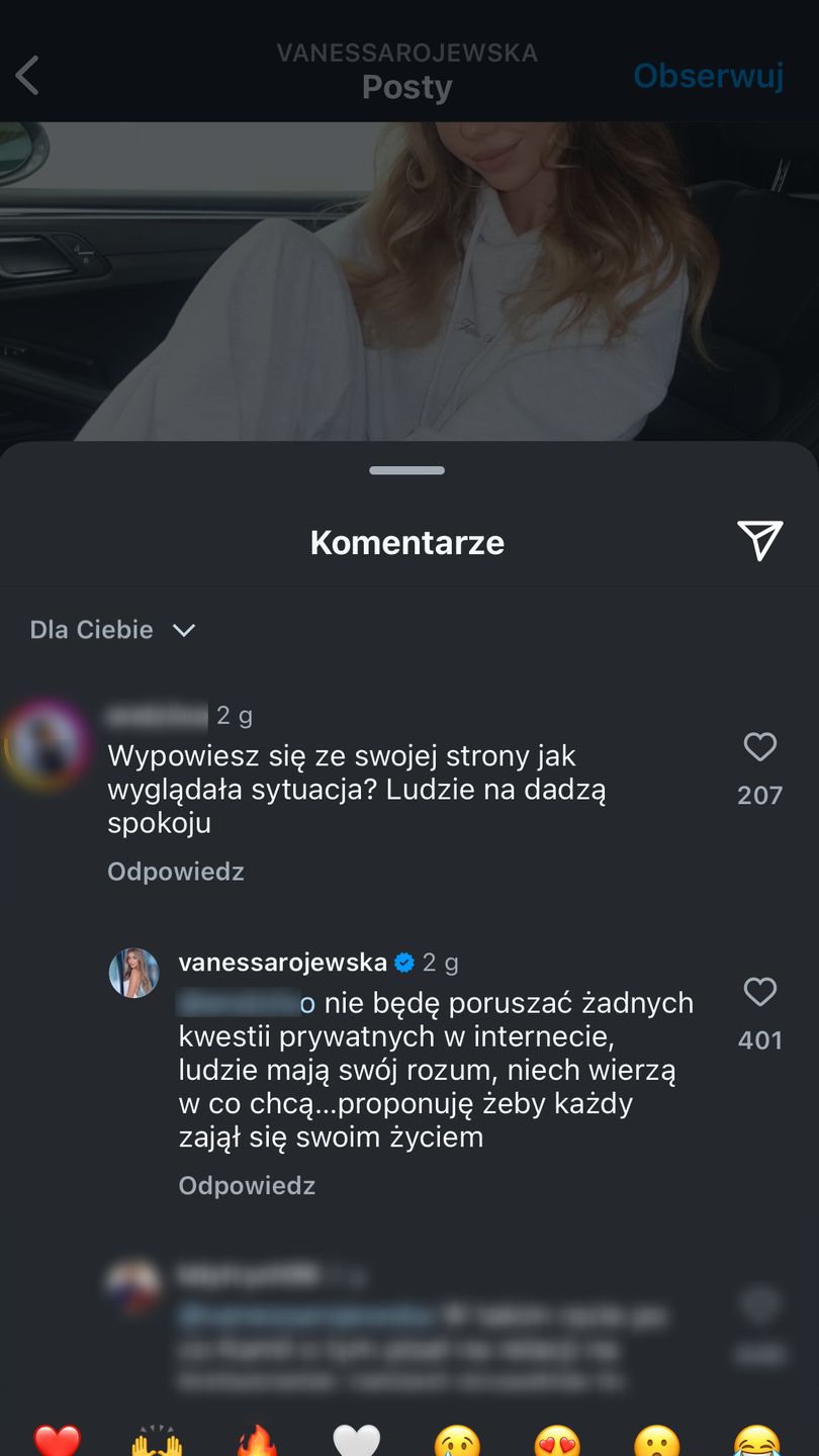 Vanessa Rojewska odpowiada na pytanie o Nicole Zalewskiego