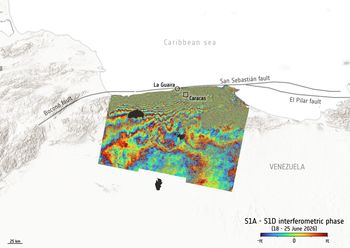 Sentinel-1 ujawnia deformacje gruntu. Skutki trzęsienia ziemi z orbity