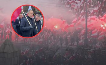 "Super, że jesteście". Nawrocki z synem na marszu